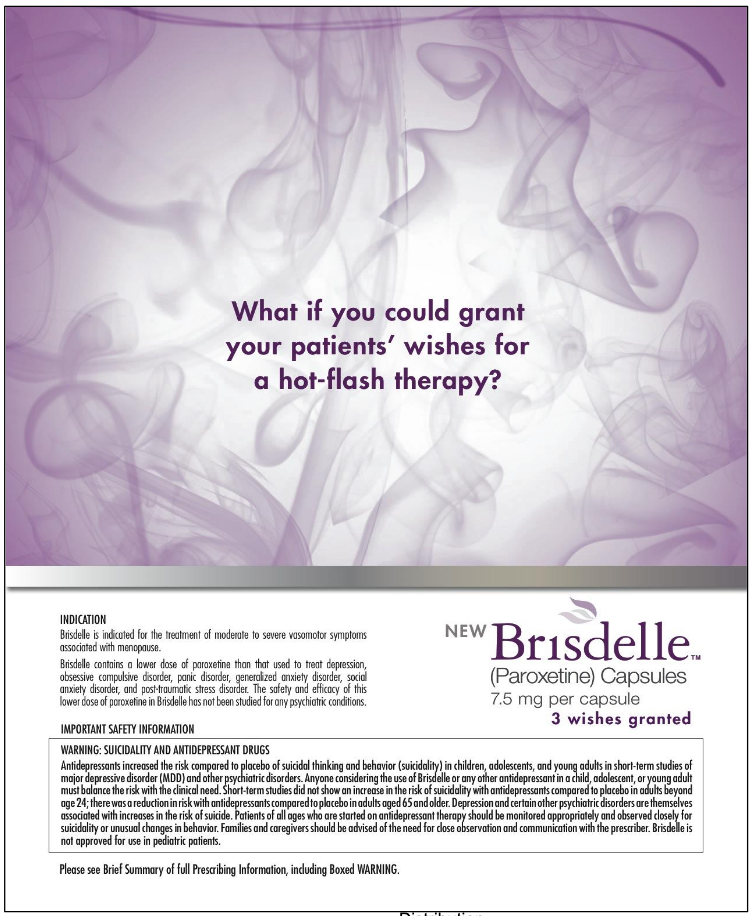 Brisdelle journal ad page: 'What if you could grant your patients' wishes for a hot-flash therapy?'
